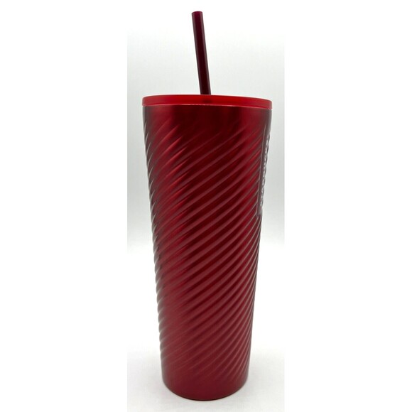Starbucks Winter 2022‎ Holiday Red Swirl Stainless Steel Tumbler Cold Venti 24oz - Picture 4 of 16